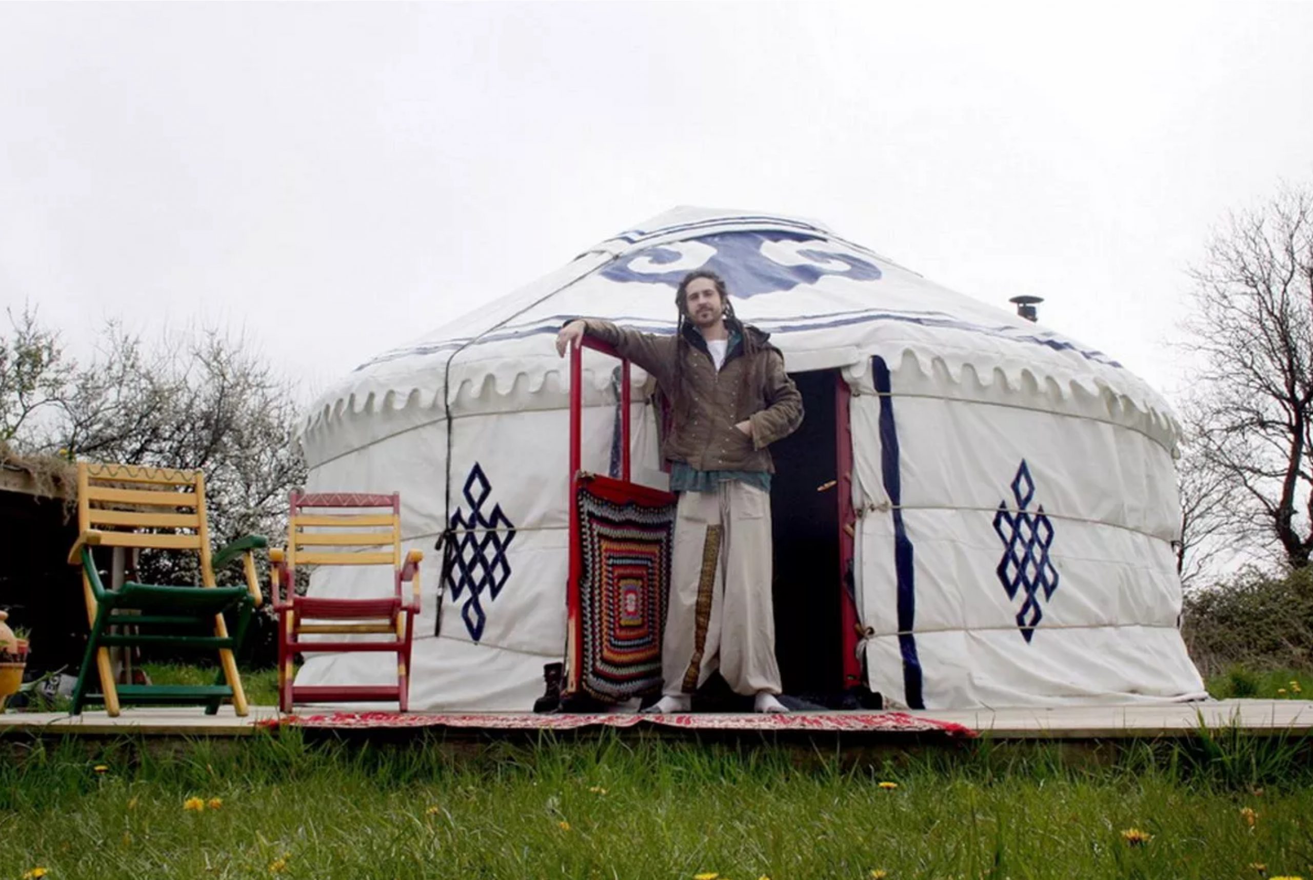 Tim Rees running his business from a 5m yurt - Visit our Oxford Show yurt or Speak to Us Tim Rees running his business from a 5m yurt