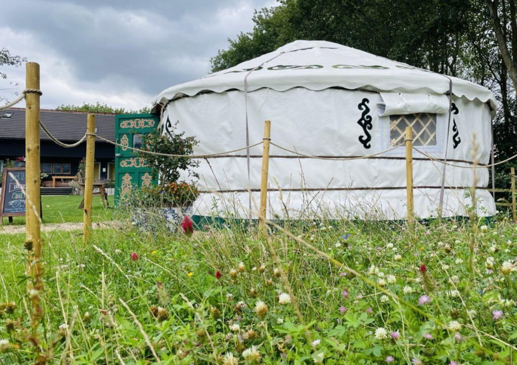 Grange Caravan Park - Exterior Yurt in Wild Flower Meadow - Visit our Oxford Show yurt or Speak to Us Grange Caravan Park - Exterior Yurt in Wild Flower Meadow